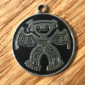 Silver charm black bear tribal pendant